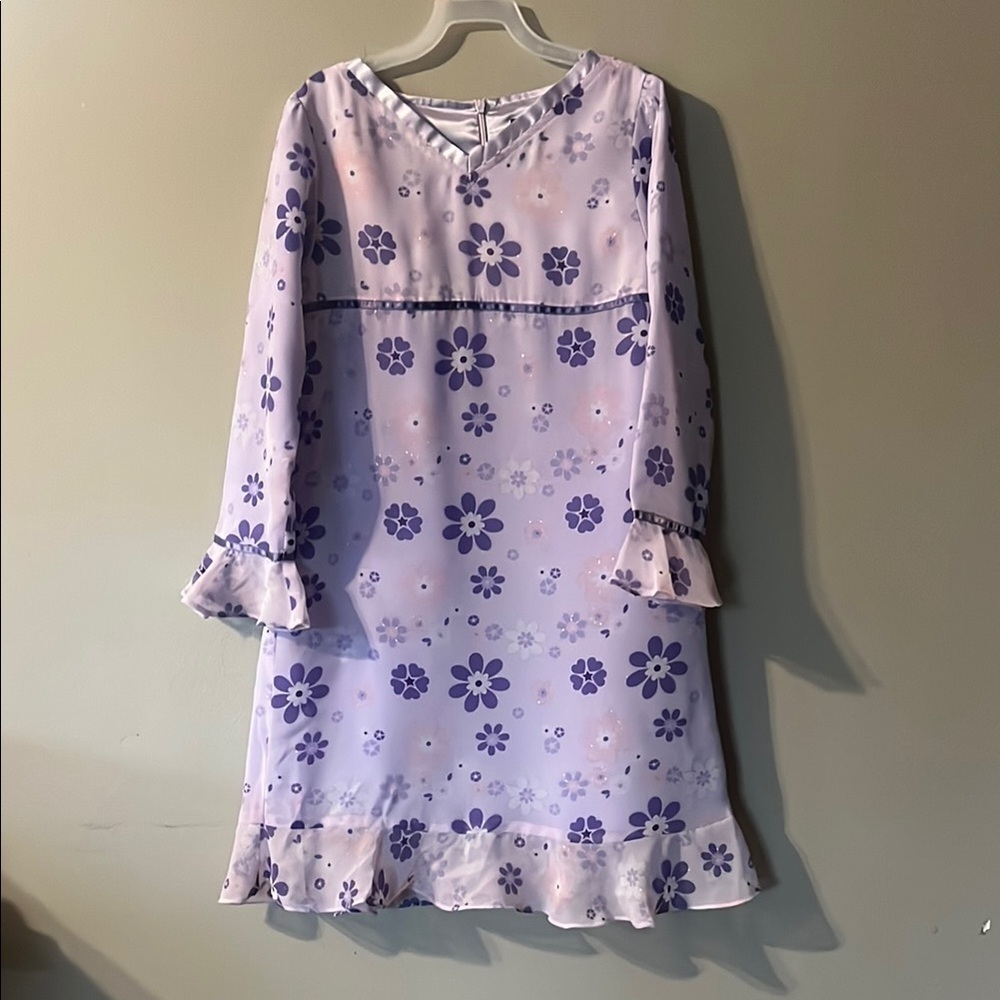 Floral Kids Dress in Purple and White